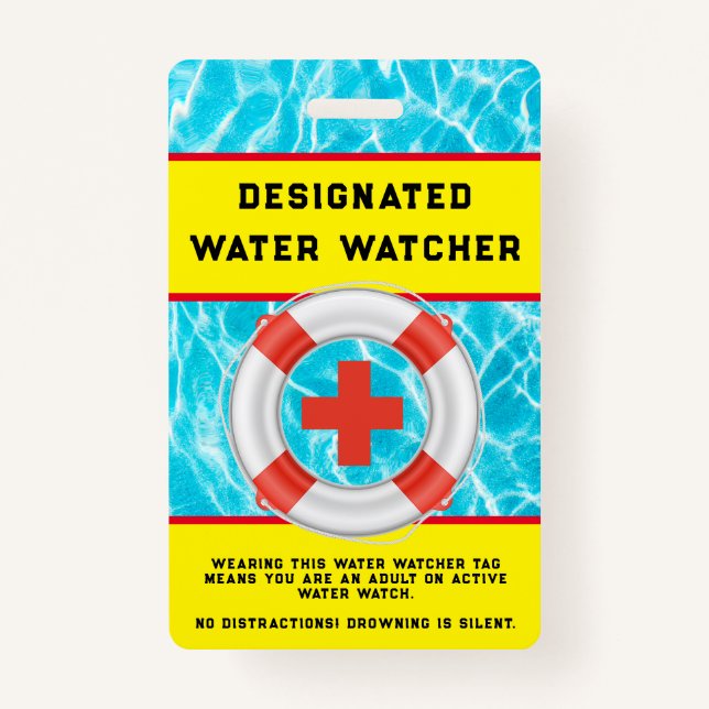 Summer Water Pool Safety Lifeguard Water Watcher Ausweis (Vorderseite)