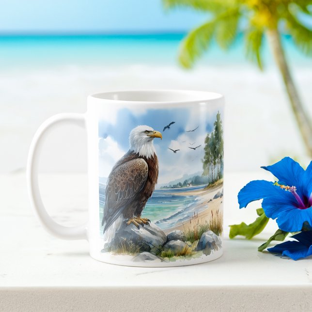 Summer Watercolor Bald Eagle Kaffeetasse (Von Creator hochgeladen)