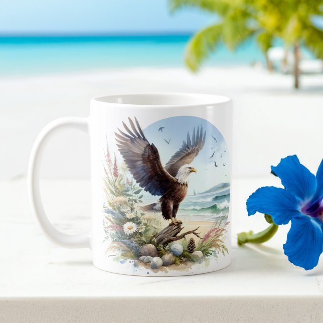 Summer Watercolor Bald Eagle Kaffeetasse (Von Creator hochgeladen)