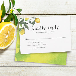 Summer Watercolor Citrus Lemons RSVP Karte