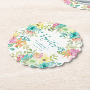 Summer Watercolor Floral Custom 90. Geburtstag Untersetzer