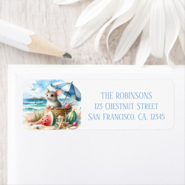 Summer Watercolor Maus am Strand (Insitu)