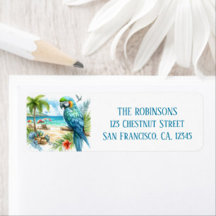 Summer Watercolor Parrot am Strand