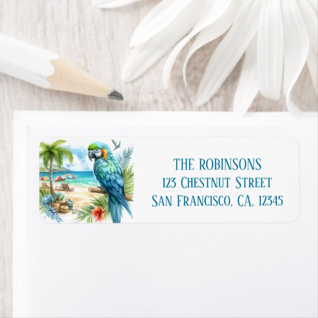 Summer Watercolor Parrot am Strand (Insitu)