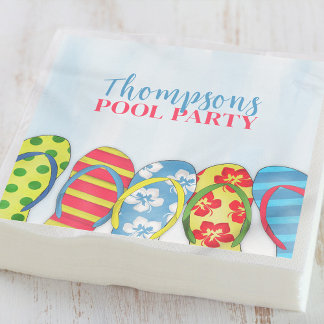 Summer Watercolor Pool Party Custom Serviette