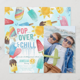 Summer Watercolor Popsione Geburtstagsparty Einladung