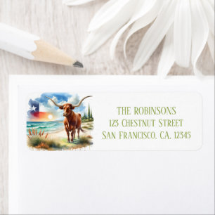 Summer Watercolor Texas Long Horn