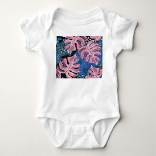 Summer Watercolor Tropical Grunge Pattern Baby Strampler