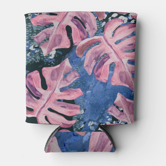 Summer Watercolor Tropical Grunge Pattern Dosenkühler (Vorderseite)