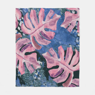 Summer Watercolor Tropical Grunge Pattern Fleecedecke