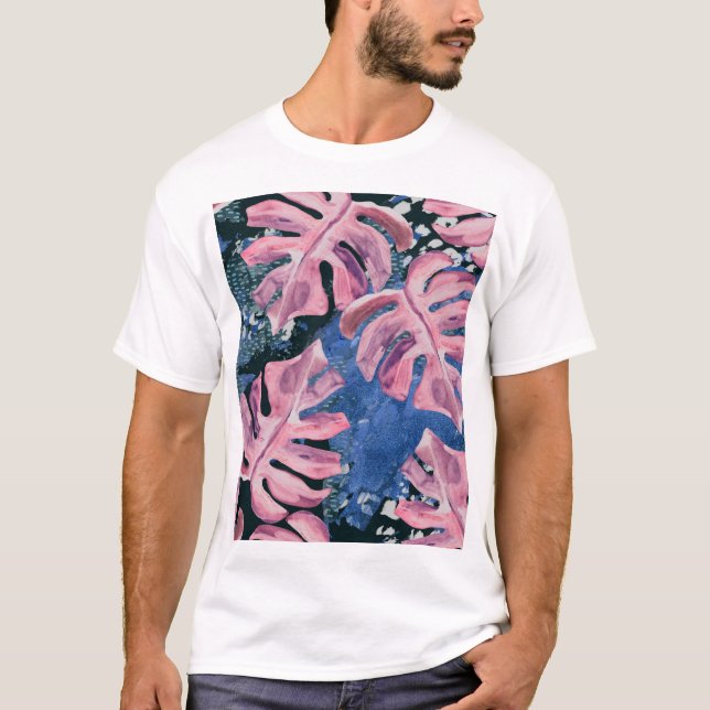 Summer Watercolor Tropical Grunge Pattern T-Shirt (Vorderseite)