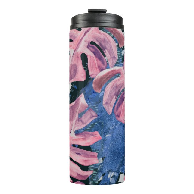 Summer Watercolor Tropical Grunge Pattern Thermosbecher (Vorderseite)