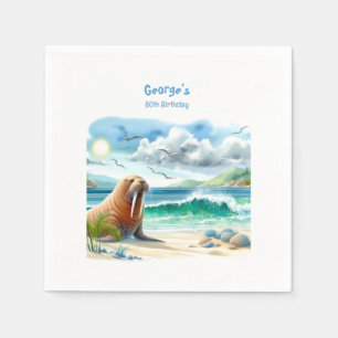 Summer Watercolor Walrus Serviette