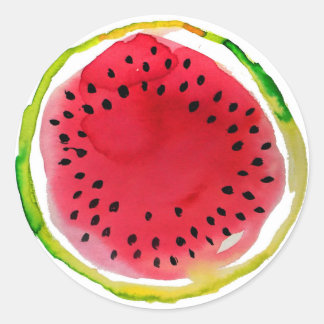 Summer Watercolor Watermelon Runder Aufkleber