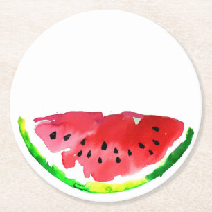 Summer Watercolor Watermelon Runder Pappuntersetzer