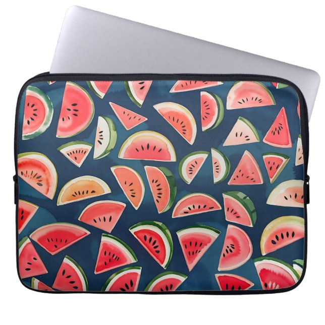 Summer Watercolor Watermelon Slices Patten Laptopschutzhülle (Vorderseite)