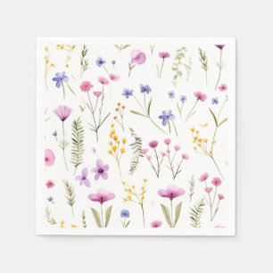 Summer Watercolor-Wildblumen Serviette