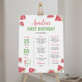 Summer Watermelon 1. Geburtstag Milestone Zeichen Poster