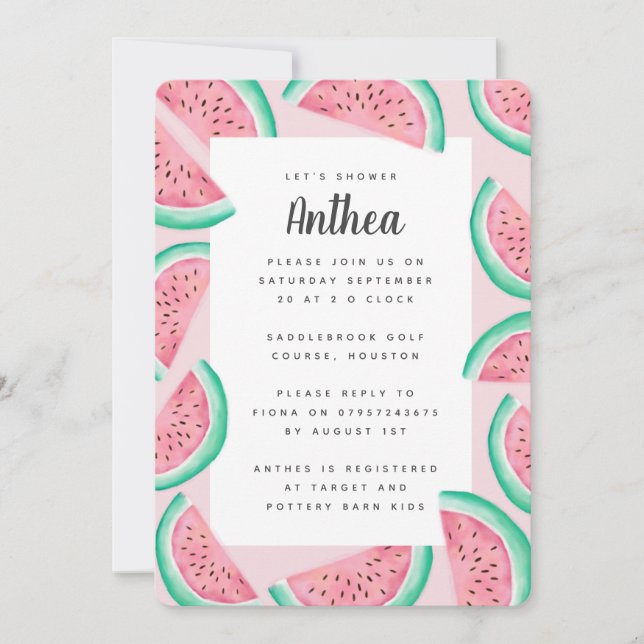 SUMMER WATERMELON BABY SHOWER INVITE EINLADUNG (Vorderseite)
