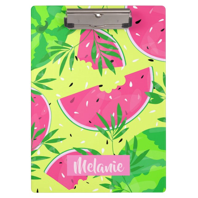 Summer Watermelon Branches Tropical Personalisiert Klemmbrett (Vorderseite)