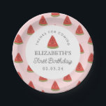 Summer Watermelon First Birthday Pappteller<br><div class="desc">Summer Watermelon First Birthday</div>