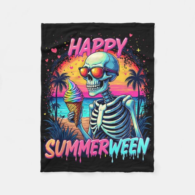 Summer Watermelon Jack-o-lantern Happy Summerween Fleecedecke (Vorderseite)