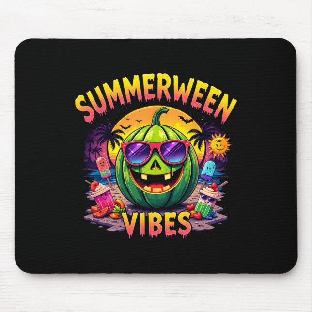 Summer Watermelon Jack-o-lantern Summerween Vibes Mousepad (Vorne)