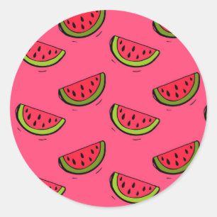 Summer Watermelon on Pink Pattern Runder Aufkleber
