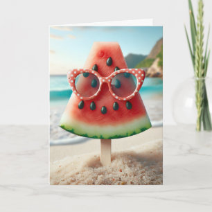 Summer Watermelon Popsicle mit Sonnenbrille Karte