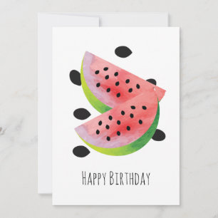 Summer Watermelon Seeds Pair Happy Birthday Card Feiertagskarte