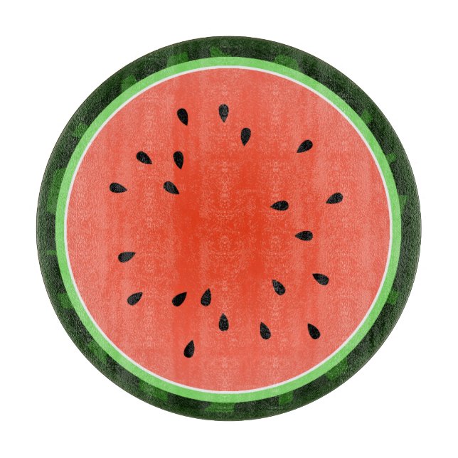 Summer Watermelon Slice Round Glass Cutting Board Schneidebrett (Vorderseite)