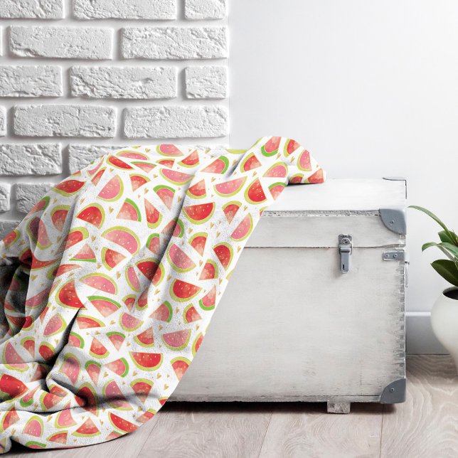 Summer Watermelon Slices & Gold Herzdesign Fleecedecke (Watermelon Pattern Fleece Blanket)
