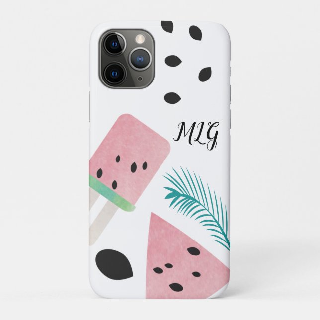Summer Watermelon Tropical Leaf and Seeds Case-Mate iPhone Hülle (Rückseite)