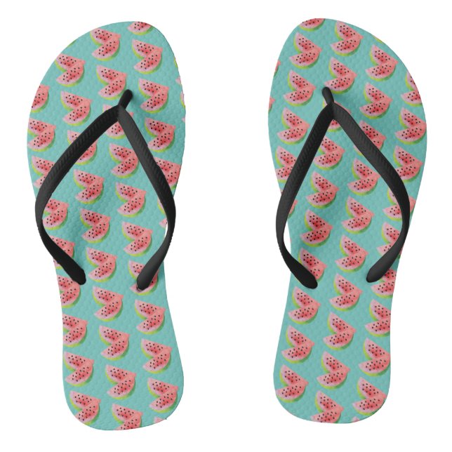 Summer Watermelon Wasserfarbene paare Sliced Fruch Flip Flops (Fußbett)