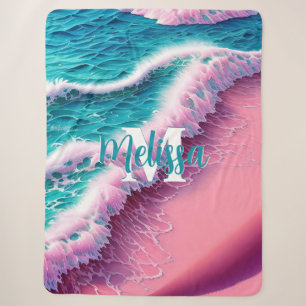 Summer Waves in Pink II Monogramm Sherpadecke