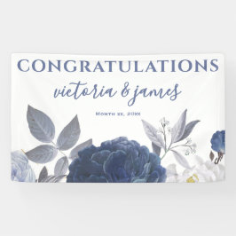 Summer Wedding Bright Blue Floral Empfang Banner