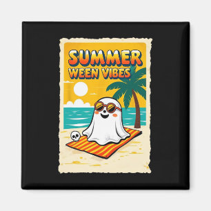 Summer Ween Vibes Ghost Beach Fun Halloween Teesum Magnet