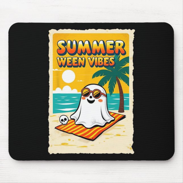 Summer Ween Vibes Ghost Beach Fun Halloween Teesum Mousepad (Vorne)