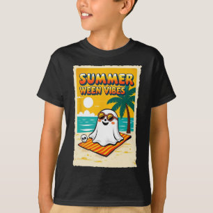 Summer Ween Vibes Ghost Beach Fun Halloween Teesum T-Shirt