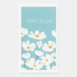 Summer White Cosmos Blume Individuelle Name Serviette