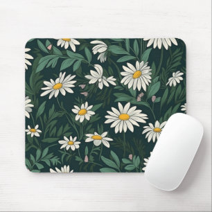 Summer White Daisy Meadow Mousepad