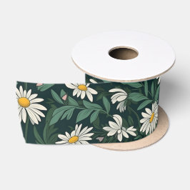 Summer White Daisy Meadow Satinband