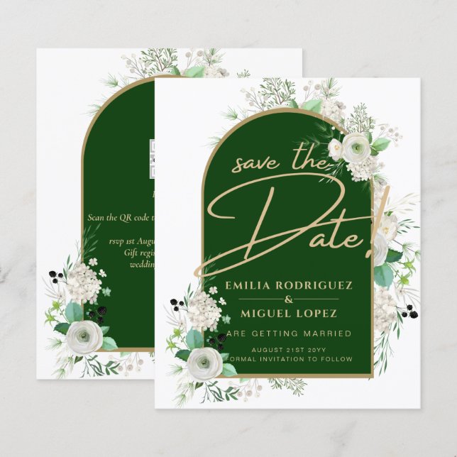 Summer White Roses Emerald Green Arch Wedding (Vorne/Hinten)