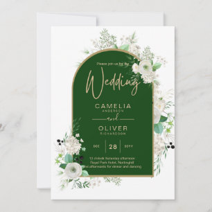 Summer White Roses Emerald Greenerity Wedding Einladung