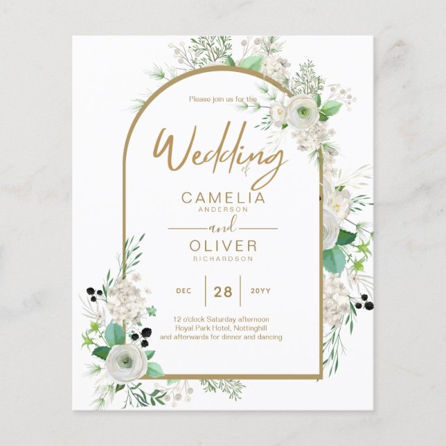 Summer White Roses Emerald Greenerity Wedding Flyer (Vorne)