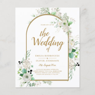 Summer White Roses Emerald Greenerity Wedding Flyer