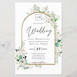 Summer White Roses Emerald Sage Greenerity WEDDING Flyer