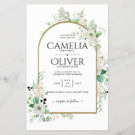 Summer White Roses Emerald Sage Greenerity WEDDING Flyer