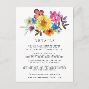 Summer Wildblume Boho Wedding Guest Details Begleitkarte