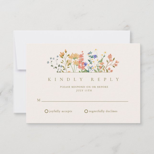 Summer Wildblume Boho Wedding RSVP (Vorderseite)